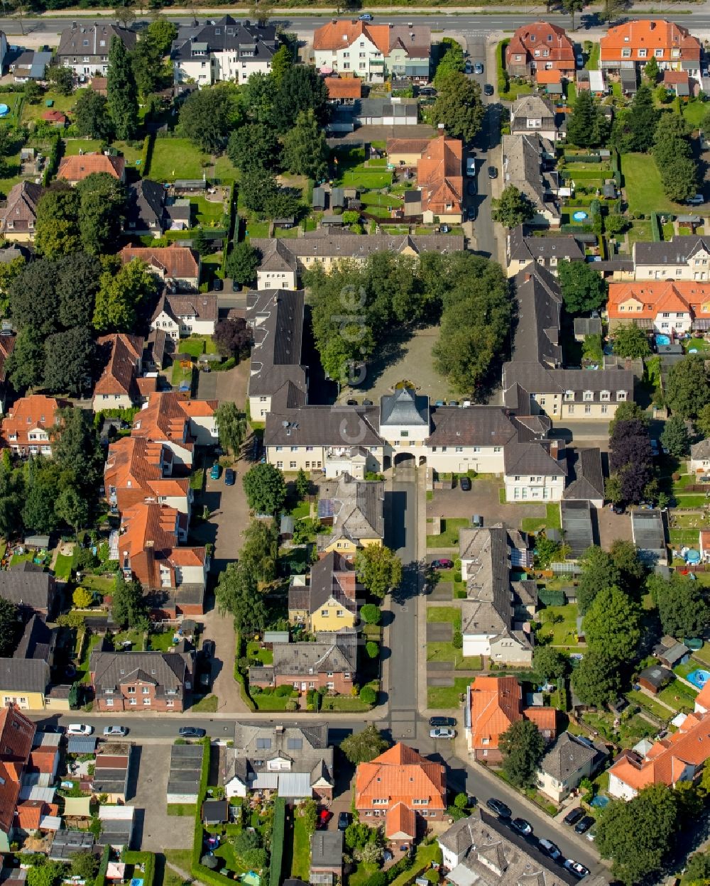 Dorsten aus der Vogelperspektive: Brunnenplatz in Dorsten im Bundesland Nordrhein-Westfalen