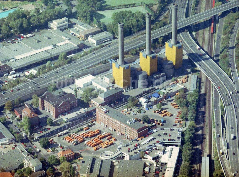 Luftbild Berlin - Wilmersdorf - BSR-Betriebshof und Heizkraftwerk am Wilmersdorfer Kreuz (Nähe Heidelberger Platz) in Berlin - Wilmersdorf.