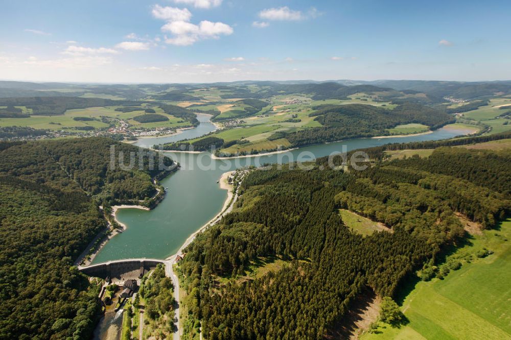 Diemelsee aus der Vogelperspektive: Buchenwälder am Nationalpark Diemelsee, einem Weltnaturerbegebiet der UNESCO