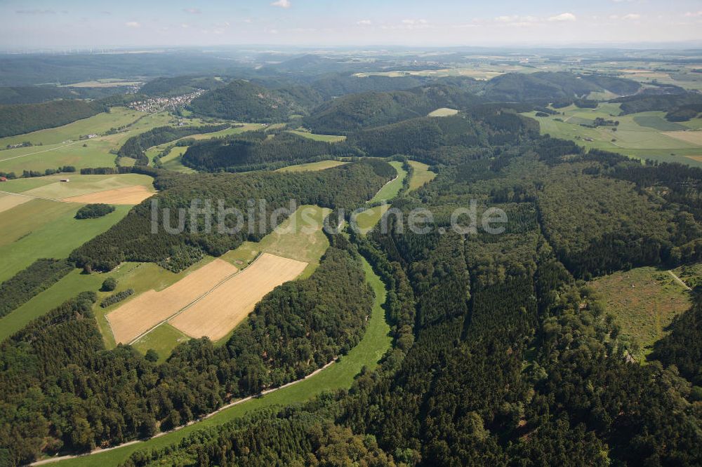 Diemelsee aus der Vogelperspektive: Buchenwälder am Nationalpark Diemelsee, einem Weltnaturerbegebiet der UNESCO