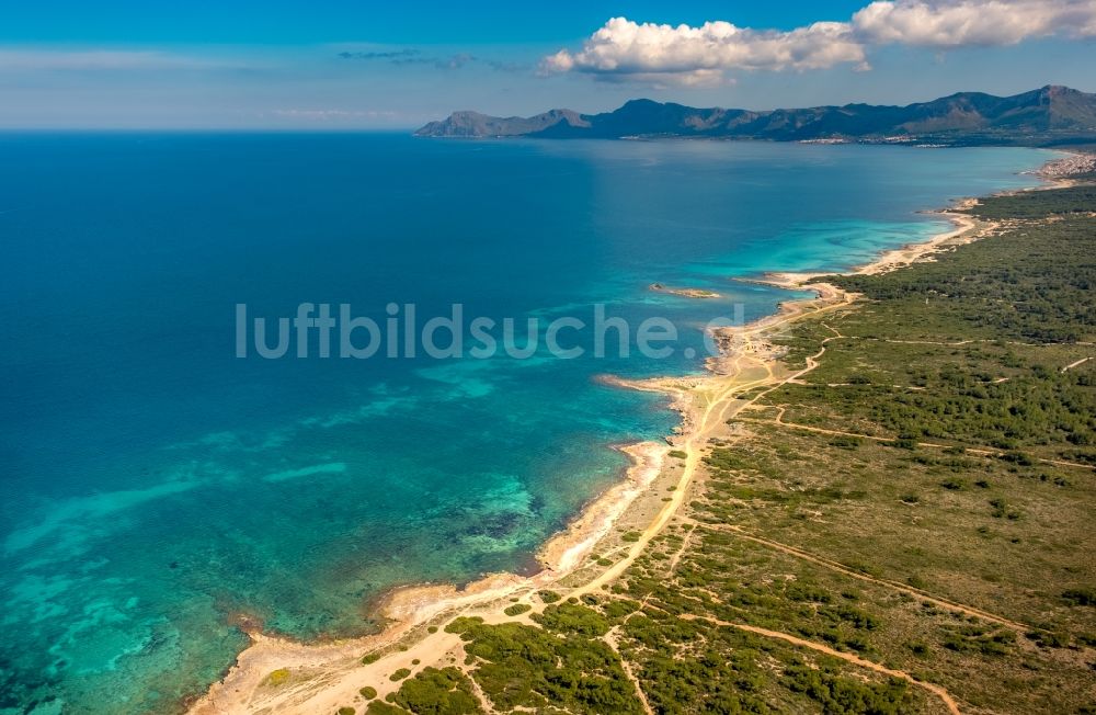 Can Picafort aus der Vogelperspektive: Bucht entlang der Meeres- Küste in Can Picafort in Balearische Insel Mallorca, Spanien