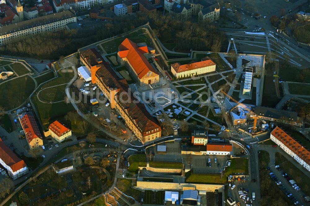 Luftbild Erfurt - BUGA - Umbau der Festungsanlage Petersberg mit Neubau des Petersberg-Entrée im Ortsteil Altstadt in Erfurt im Bundesland Thüringen, Deutschland