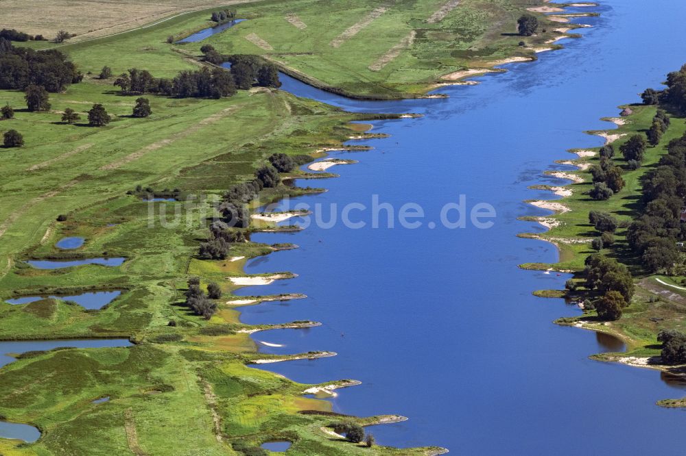 Langendorf von oben - Buhnen- Landschaft - Flussverlauf in Langendorf im Bundesland Niedersachsen, Deutschland