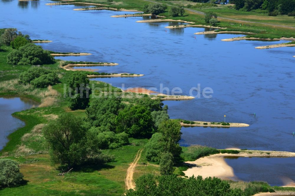 Luftbild Hansestadt Werben (Elbe) - Buhnen- Landschaft an den Uferbereichen des Flussverlaufes am Ufer der Elbe in Hansestadt Werben (Elbe) im Bundesland Sachsen-Anhalt