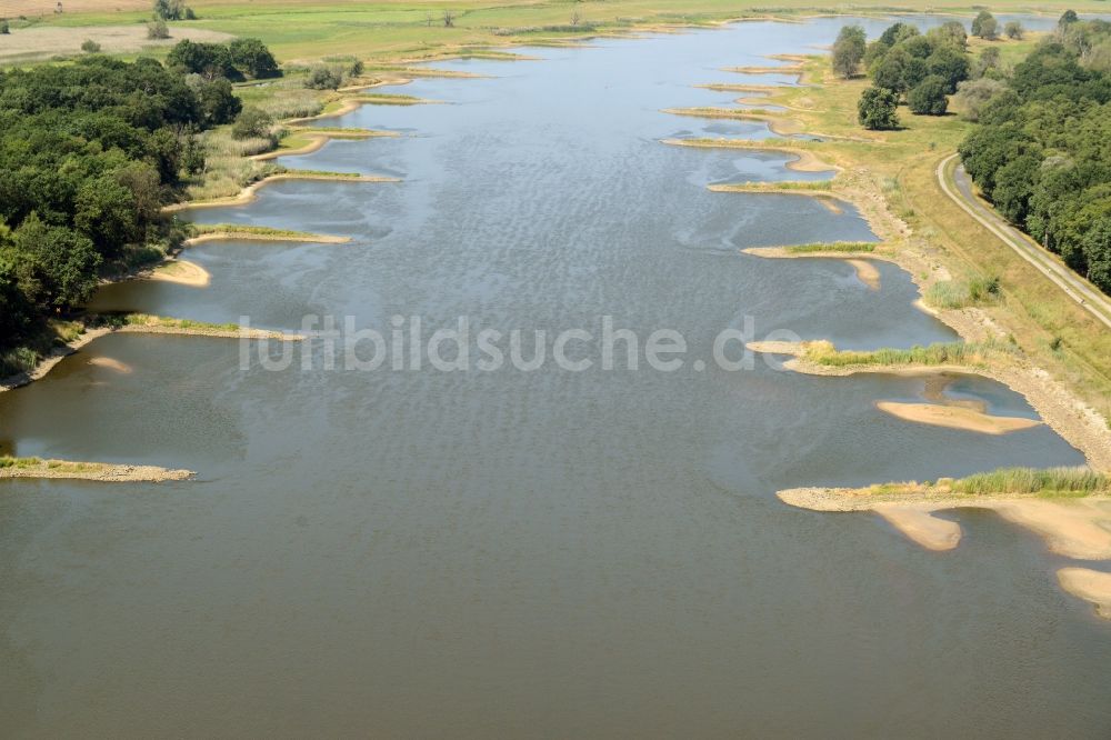 Luftbild Frankfurt (Oder) - Buhnen- Landschaft an den Uferbereichen der Oder an den Oderwiesen Flussverlaufes in Frankfurt (Oder) im Bundesland Brandenburg