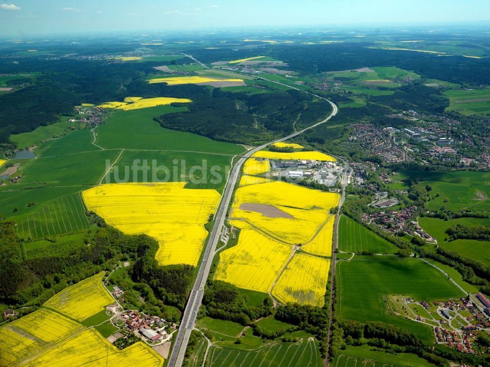 Stadtroda von oben - Bundesautobahn A4 (E40) bei Stadtroda im Bundesland Thüringen