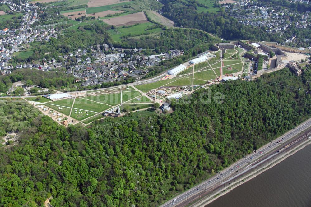 Koblenz aus der Vogelperspektive: Bundesgartenschau Buga Koblenz 2011