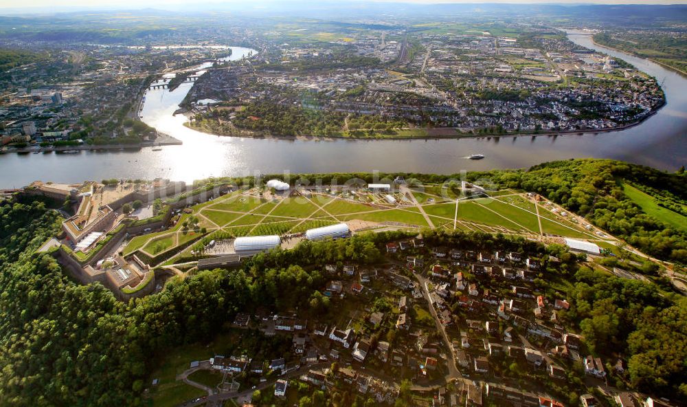 Koblenz von oben - Bundesgartenschau Buga Koblenz 2011