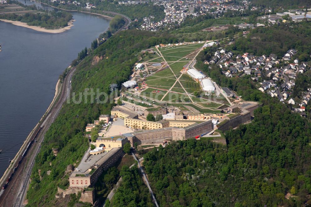 Koblenz Ehrenbreitstein aus der Vogelperspektive: Bundesgartenschau Buga Koblenz 2011