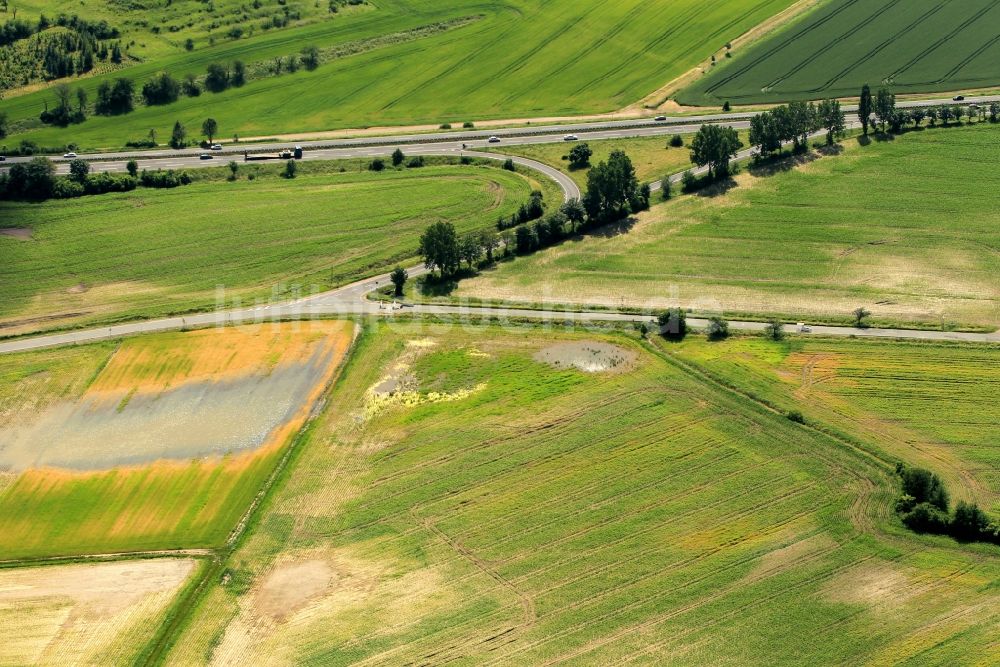 Luftbild Erfurt - Bundesstraße B4 bei Erfurt-Kühnhausen im Bundesland Thüringen