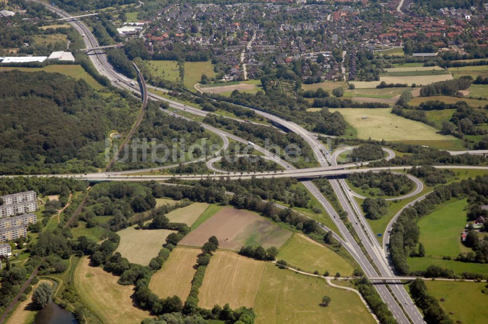 Luftaufnahme Schönkirchen - Bundesstraße B 502 nahe Schönkirchen in Schleswig-Holstein