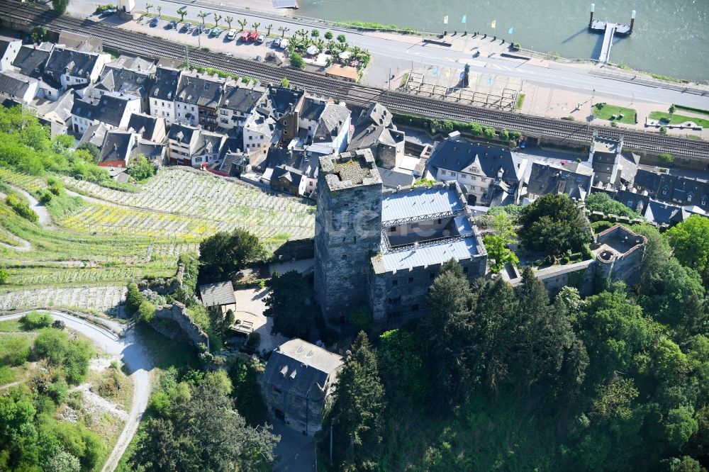 Luftbild Kaub - Burg Burg Gutenfels am Schlossweg in Kaub im Bundesland Rheinland-Pfalz, Deutschland