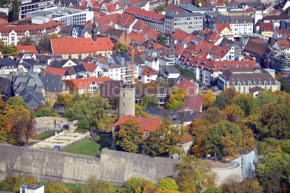 Bielefeld von oben - Burg und Festung Sparrenburg in Bielefeld im Bundesland Nordrhein-Westfalen