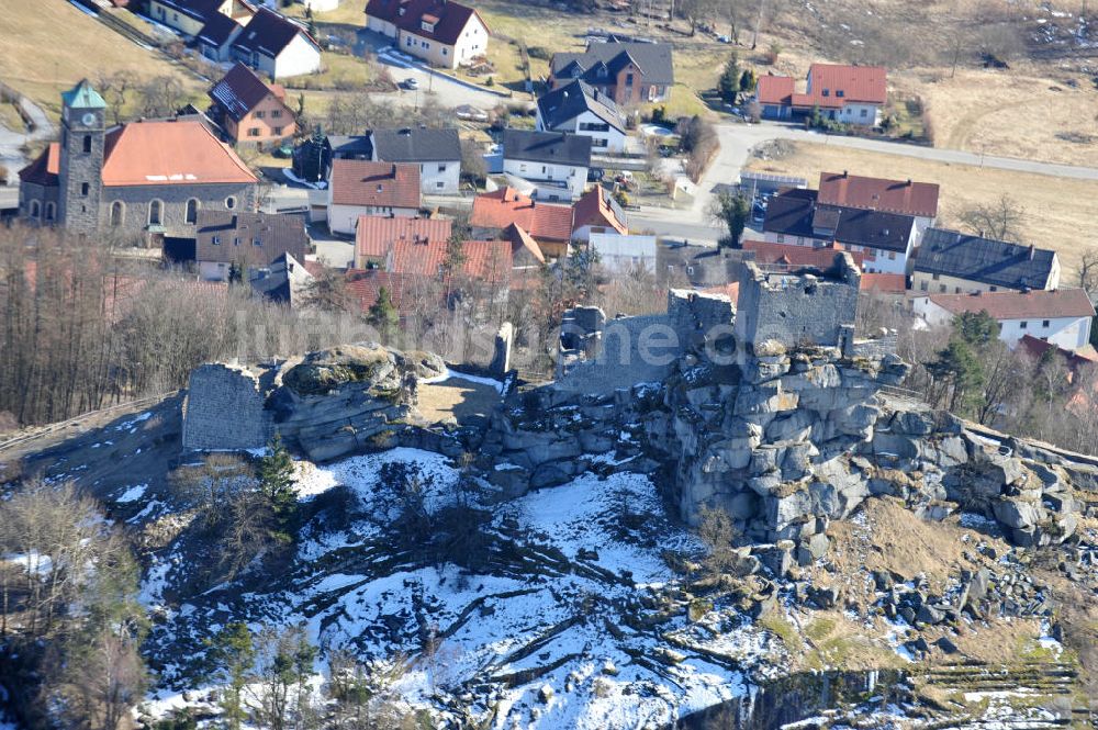 Flossenbürg von oben - Burg Flossenbürg in Bayern