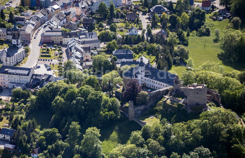 Luftaufnahme Frauenstein - Burg Frauenstein in Frauenstein im Bundesland Sachsen, Deutschland