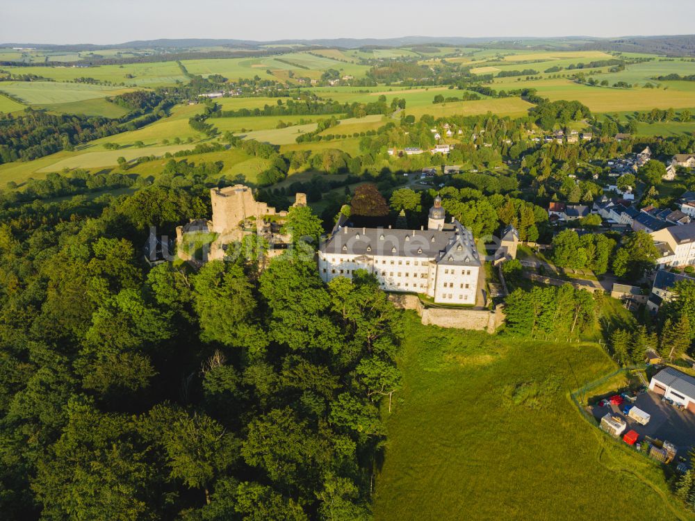 Frauenstein aus der Vogelperspektive: Burg Frauenstein in Frauenstein im Bundesland Sachsen, Deutschland