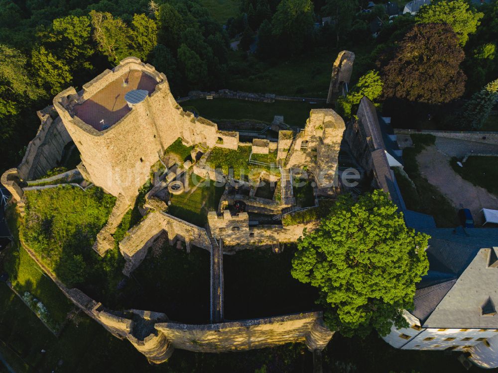 Frauenstein von oben - Burg Frauenstein in Frauenstein im Bundesland Sachsen, Deutschland