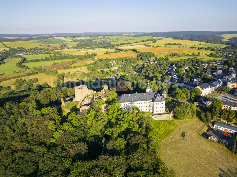 Frauenstein aus der Vogelperspektive: Burg Frauenstein in Frauenstein im Bundesland Sachsen, Deutschland