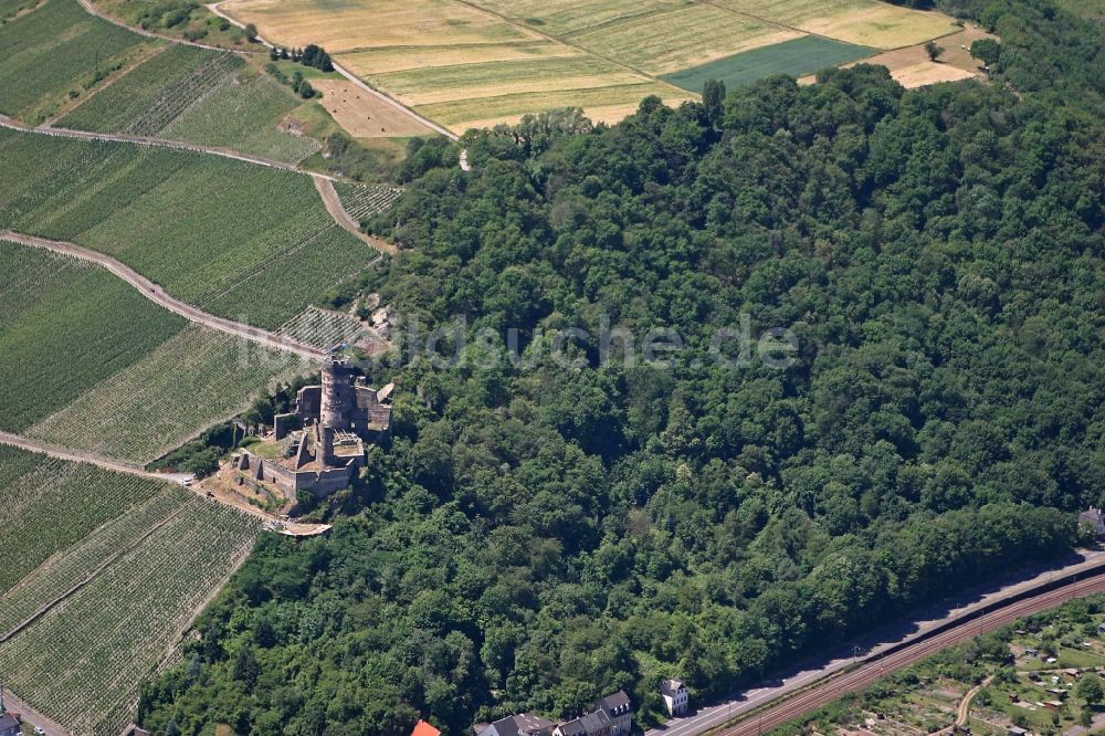 Oberdiebach Rheindiebach aus der Vogelperspektive: Burg Fürstenberg in Oberdiebach im Bundesland Rheinland-Pfalz