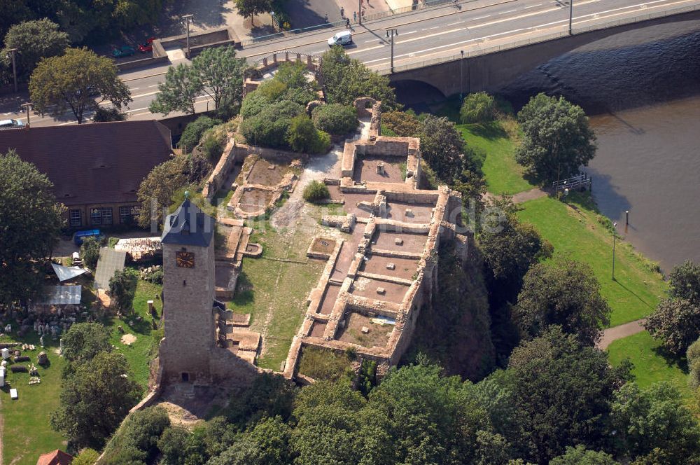 Halle (Saale) von oben - Burg Giebichenstein in Halle (Saale)