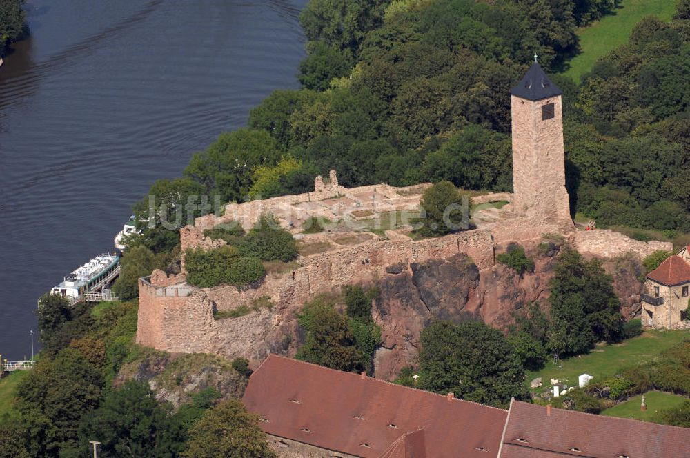 Halle (Saale) von oben - Burg Giebichenstein in Halle (Saale)