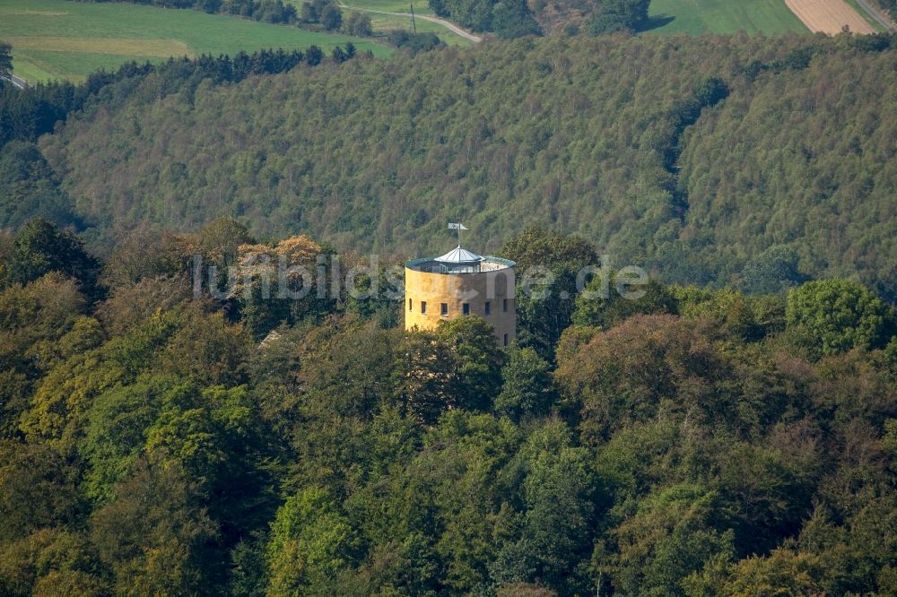 Luftbild Hilchenbach - Burg Gingsburg in Hilchenbach im Bundesland Nordrhein-Westfalen, Deutschland