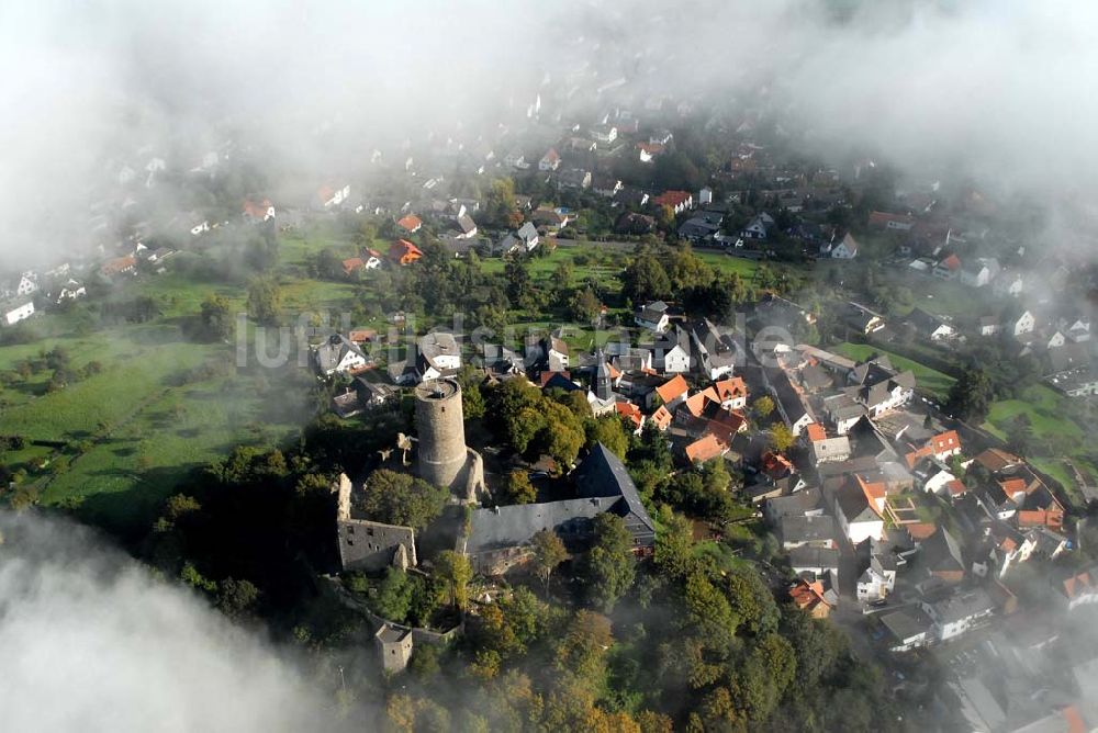 Krofdorf-Gleiberg von oben - Burg Gleiberg in Krofdorf-Gleiberg