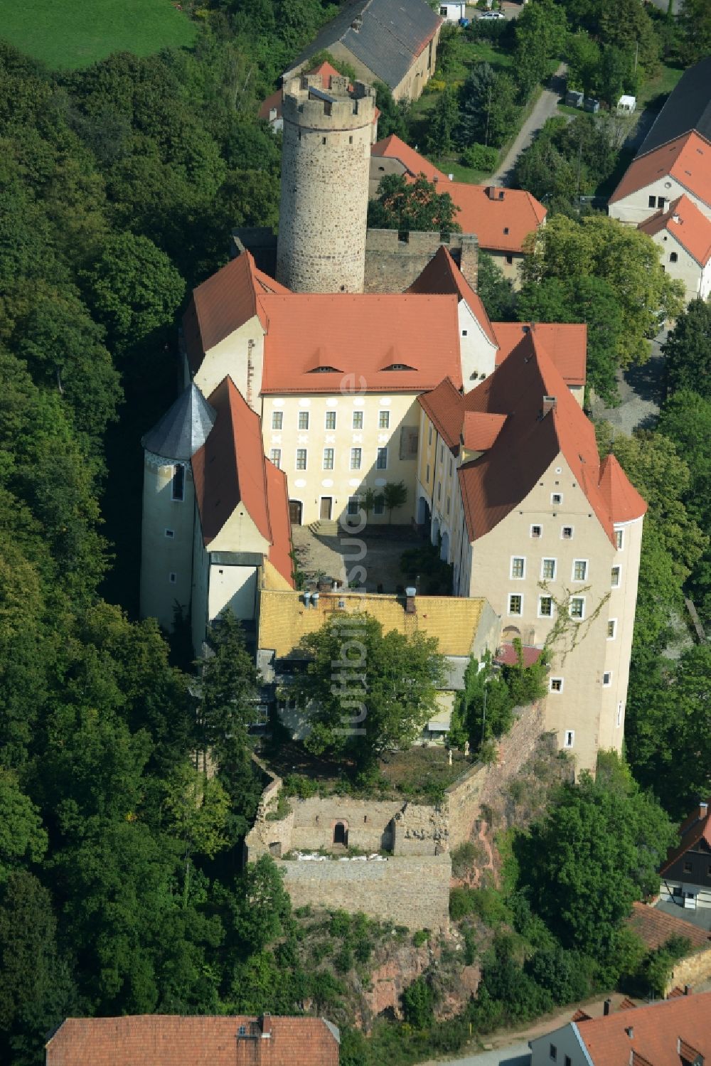 Kohren-Sahlis aus der Vogelperspektive: Burg Gnandstein in Kohren-Sahlis im Bundesland Sachsen