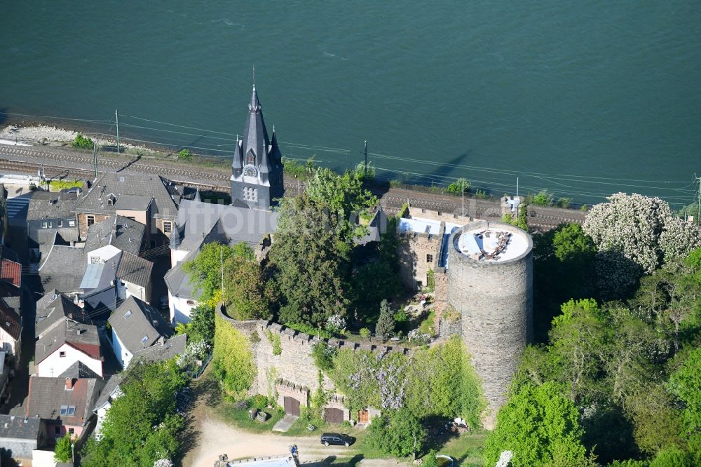 Luftbild Niederheimbach - Burg Heimburg (Hohneck) an der Rheinstraße in Niederheimbach im Bundesland Rheinland-Pfalz, Deutschland