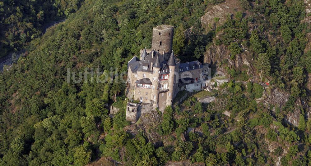 Luftaufnahme Sankt Goarshausen - Burg Katz in Sankt Goarshausen