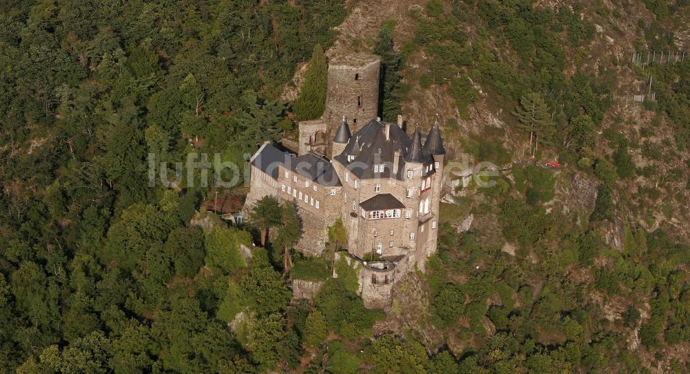 Sankt Goarshausen von oben - Burg Katz in Sankt Goarshausen