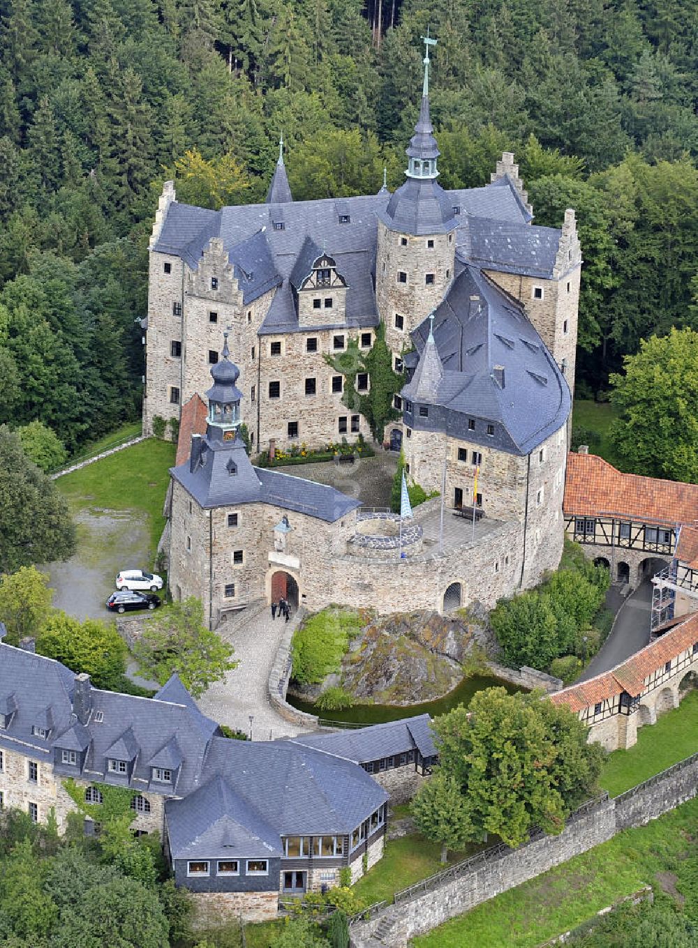 Ludwigsstadt von oben - Burg Lauenstein Bayern