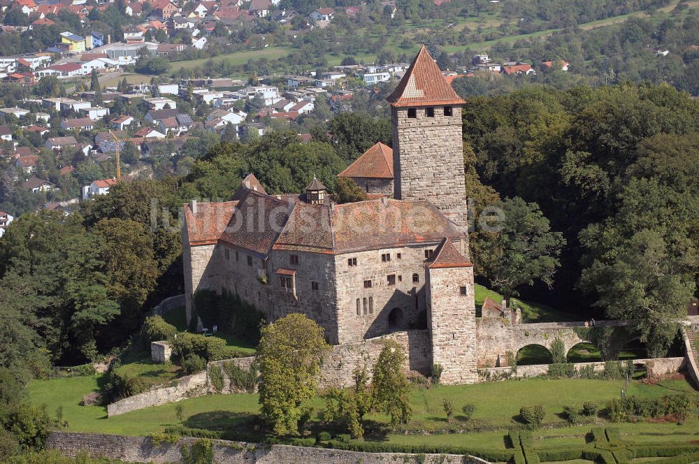 Oberstenfeld von oben - Burg Lichtenberg in Oberstenfeld