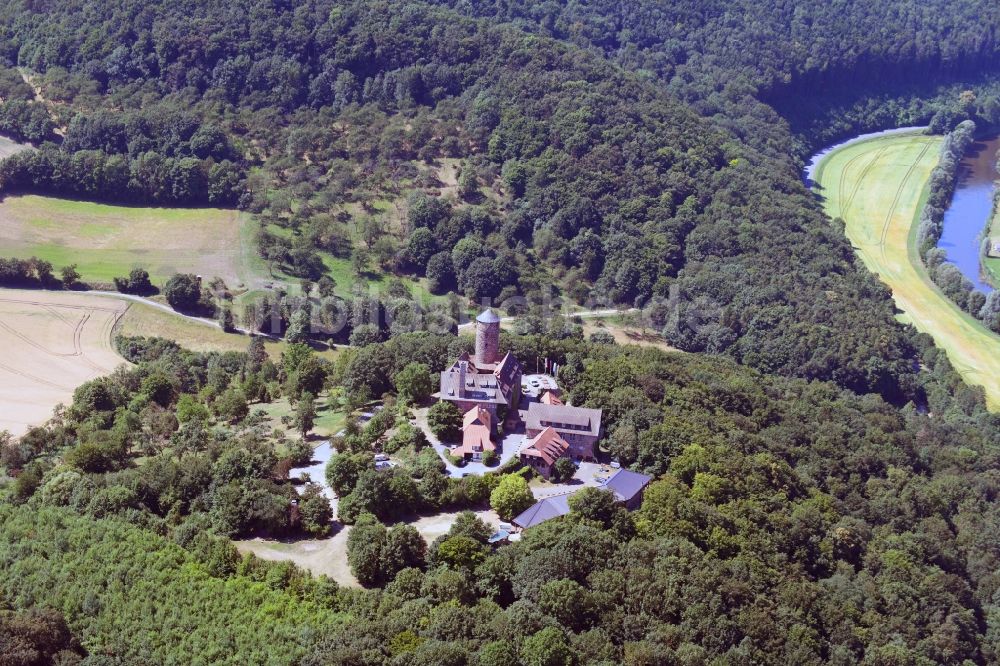 Witzenhausen aus der Vogelperspektive: Burg Ludwigstein in Witzenhausen im Bundesland Hessen, Deutschland