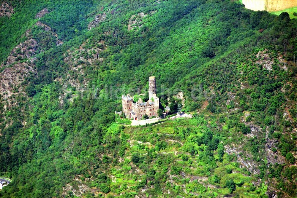 Luftbild Wellmich - Burg Maus im Mittelrheintal bei St. Goarshausen im Ortsteil Wellmich am Rhein im Rhein-Lahn-Kreis in Rheinland-Pfalz