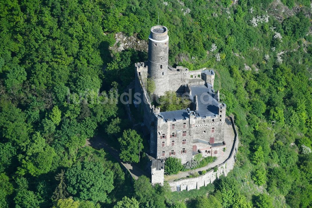 Luftbild Sankt Goarshausen - Burg Maus im Ortsteil Wellmich in Sankt Goarshausen im Bundesland Rheinland-Pfalz, Deutschland