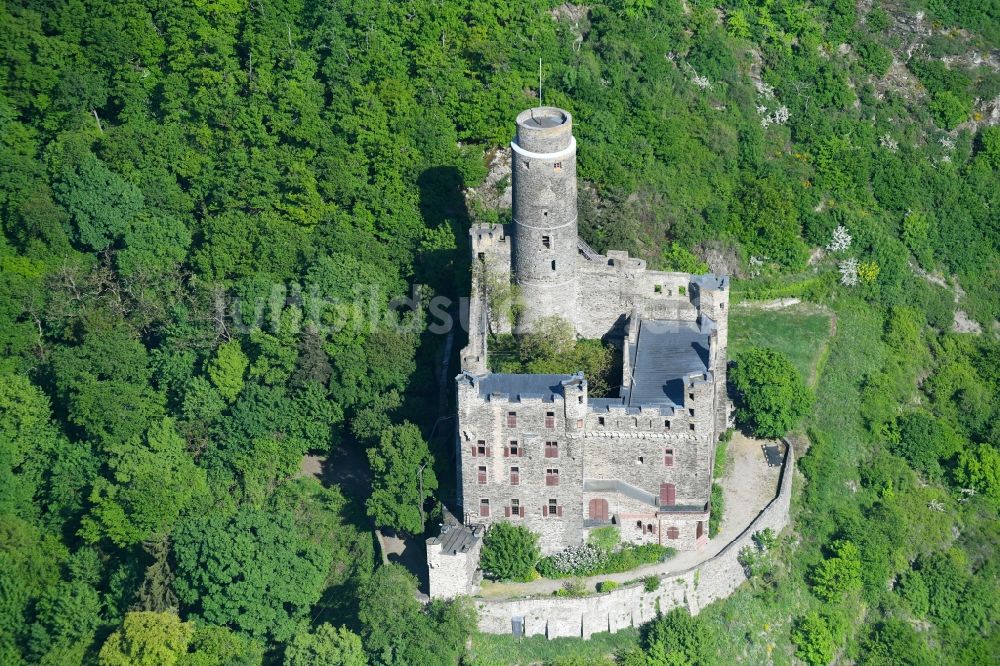 Sankt Goarshausen aus der Vogelperspektive: Burg Maus im Ortsteil Wellmich in Sankt Goarshausen im Bundesland Rheinland-Pfalz, Deutschland