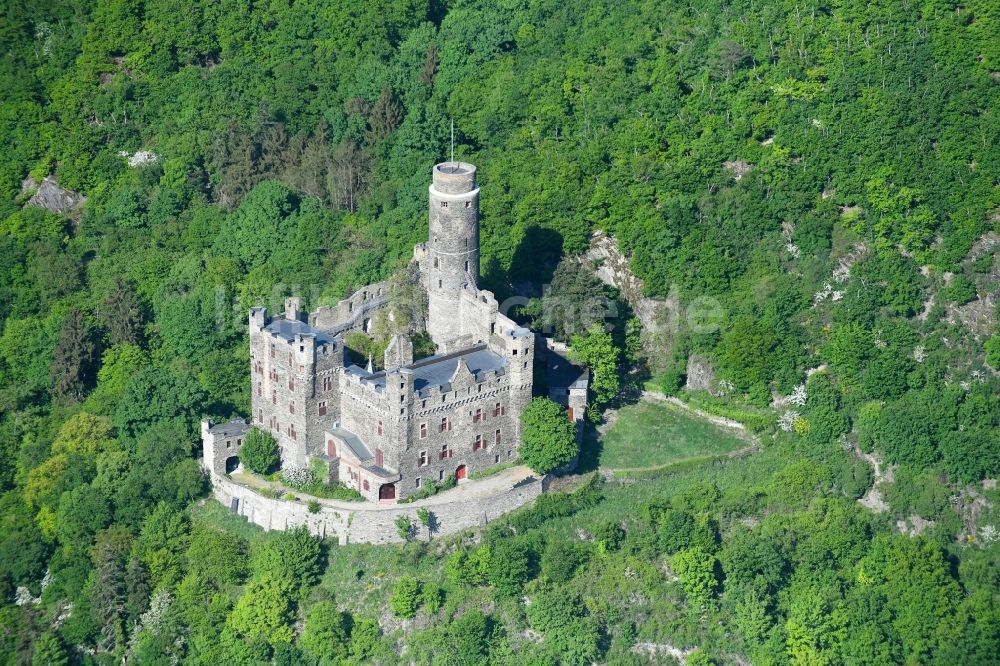 Luftbild Sankt Goarshausen - Burg Maus im Ortsteil Wellmich in Sankt Goarshausen im Bundesland Rheinland-Pfalz, Deutschland