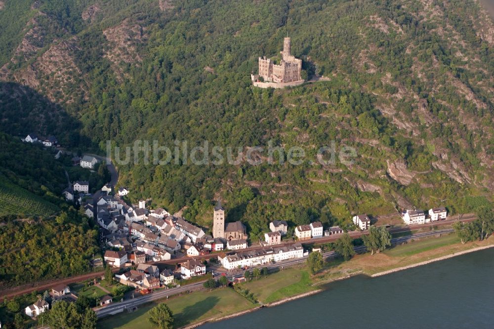 Sankt Goarshausen von oben - Burg Maus in Sankt Goarshausen im Bundesland Rheinland-Pfalz