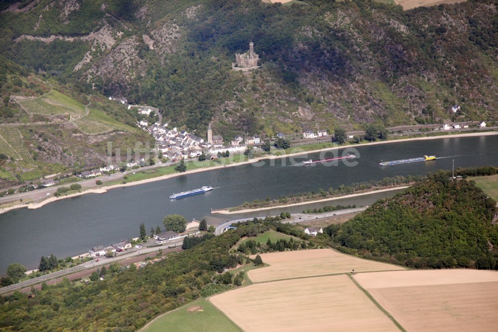 Sankt Goarshausen aus der Vogelperspektive: Burg Maus in Sankt Goarshausen im Bundesland Rheinland-Pfalz