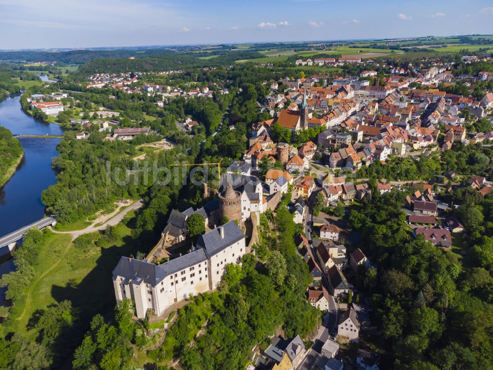 Leisnig von oben - Burg Mildenstein in Leisnig im Bundesland Sachsen