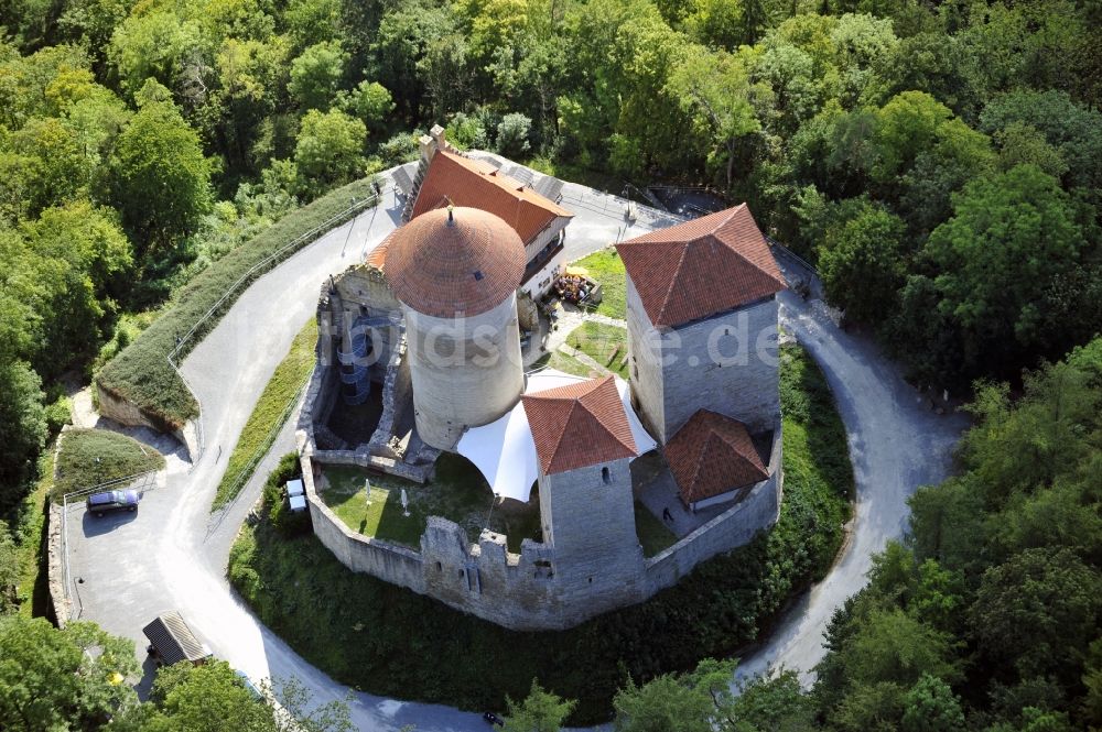 Treffurt von oben - Burg Normannstein in Treffurt im Bundesland Thüringen, Deutschland