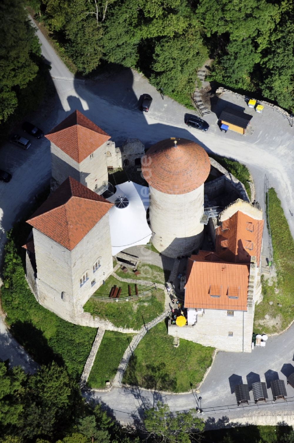 Luftaufnahme Treffurt - Burg Normannstein in Treffurt im Bundesland Thüringen, Deutschland