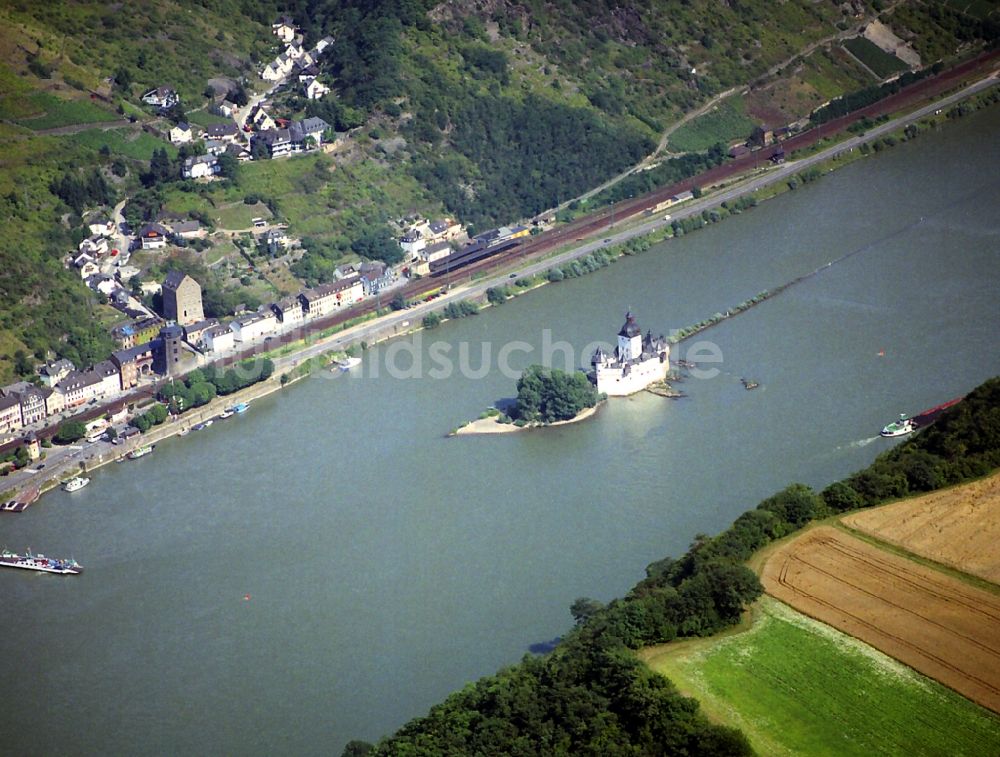 Luftaufnahme Kaub - Burg Pfalzgrafenstein bei Kaub im Bundesland Rheinland-Pfalz