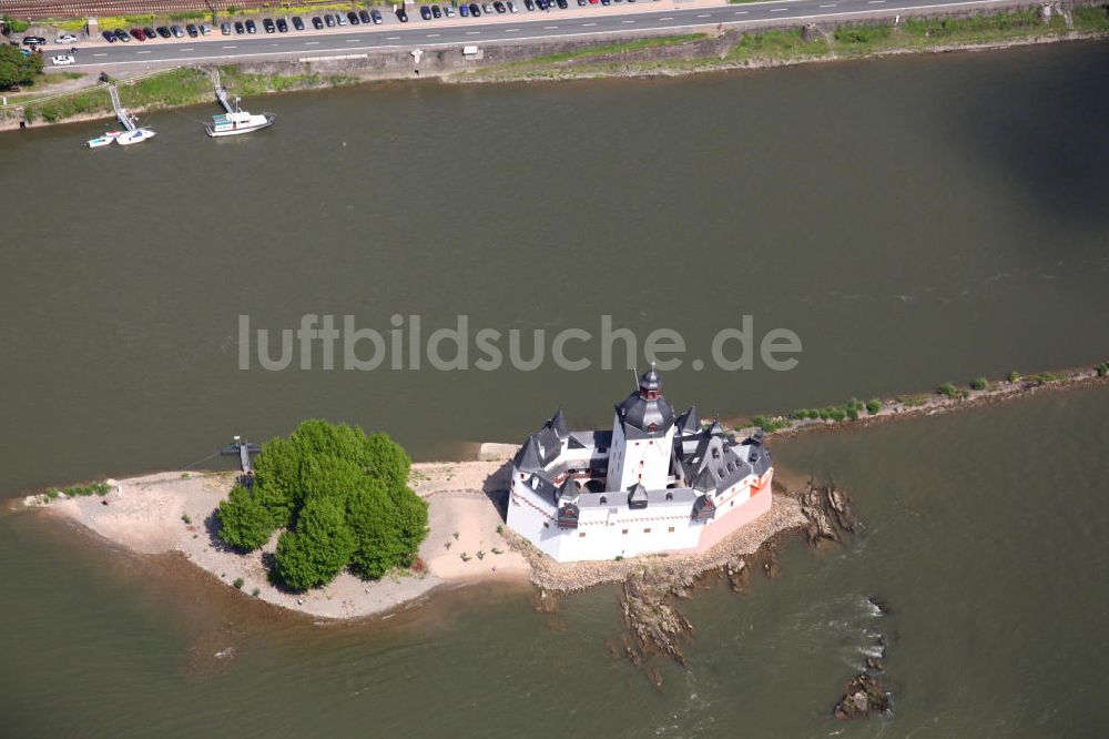 Luftaufnahme Kaub - Burg Pfalzgrafenstein im Rhein