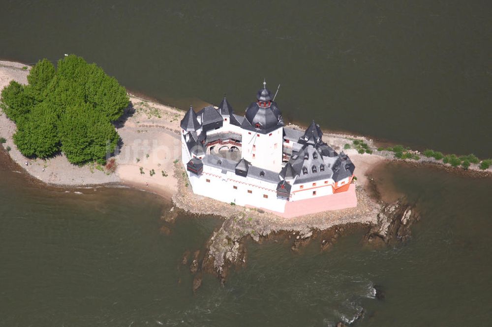 Kaub von oben - Burg Pfalzgrafenstein im Rhein