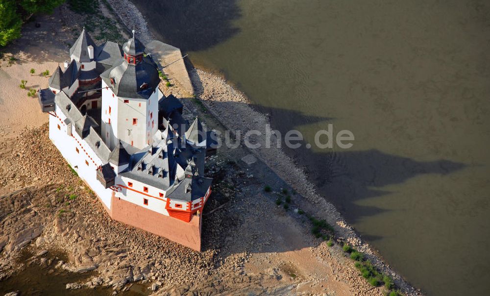 Luftaufnahme Kaub - Burg Pfalzgrafenstein im Rhein