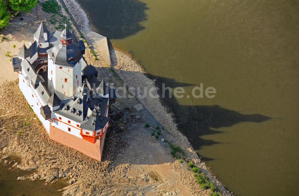 Kaub von oben - Burg Pfalzgrafenstein im Rhein