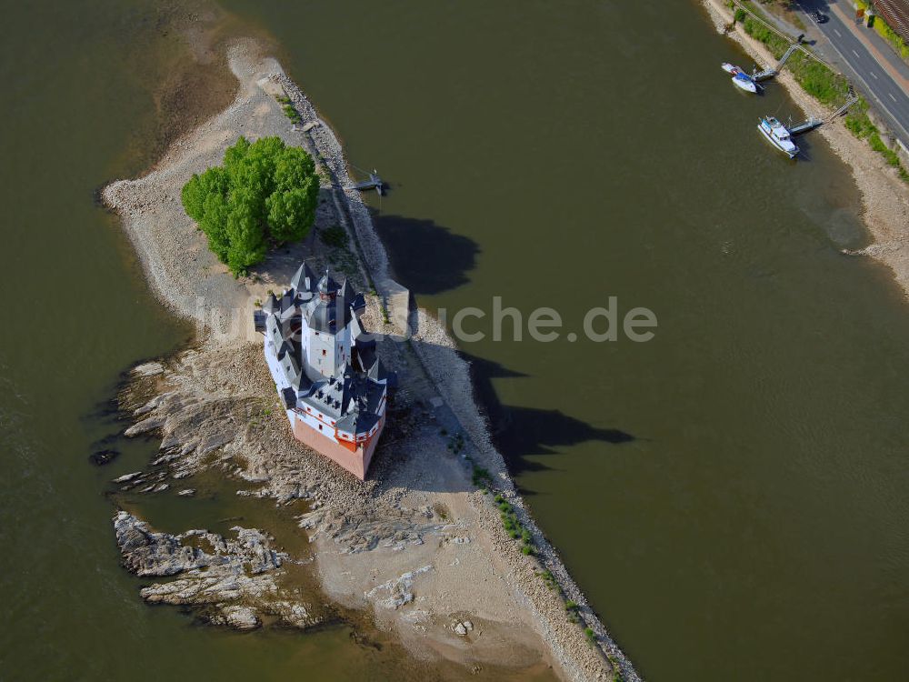 Kaub aus der Vogelperspektive: Burg Pfalzgrafenstein im Rhein