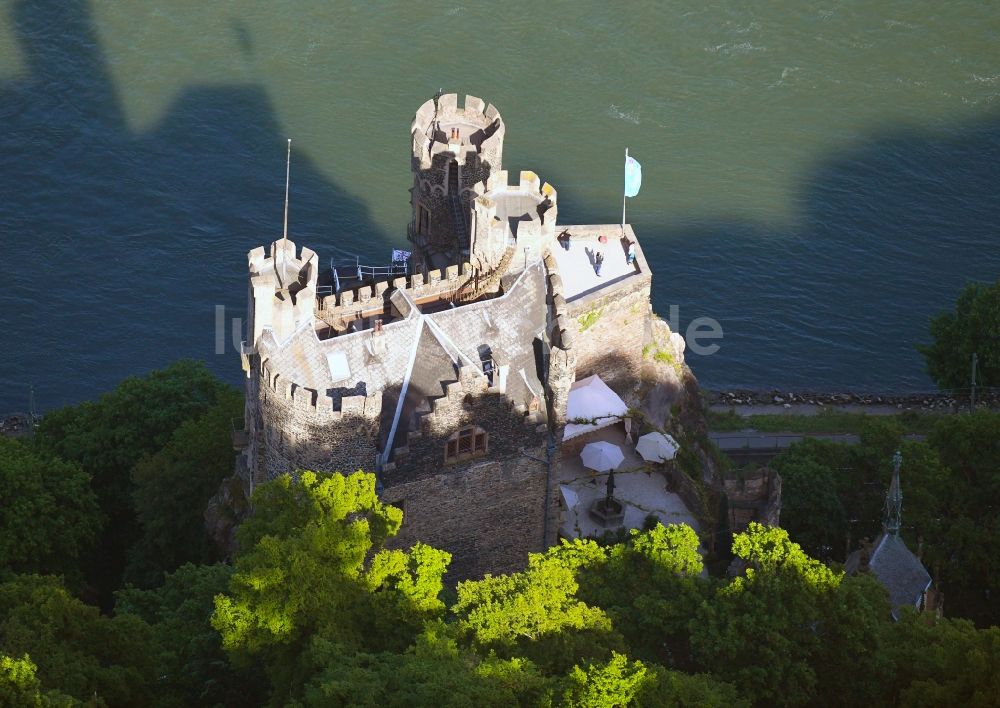 Luftbild Trechtingshausen - Burg Romantik-Schloß Burg Rheinstein in Trechtingshausen im Bundesland Rheinland-Pfalz, Deutschland